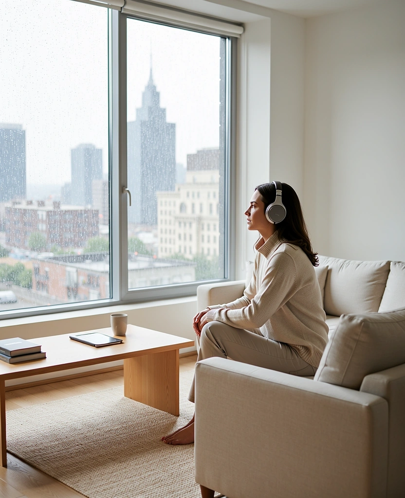 Person enjoying controlled sound perception